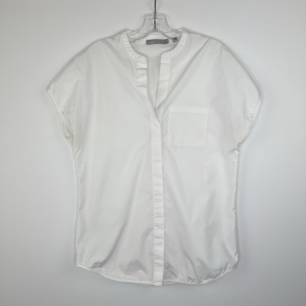 VINCE Scandi Chic Minimalist Timeless Classic White Cotton Pullover Blouse Sz XS